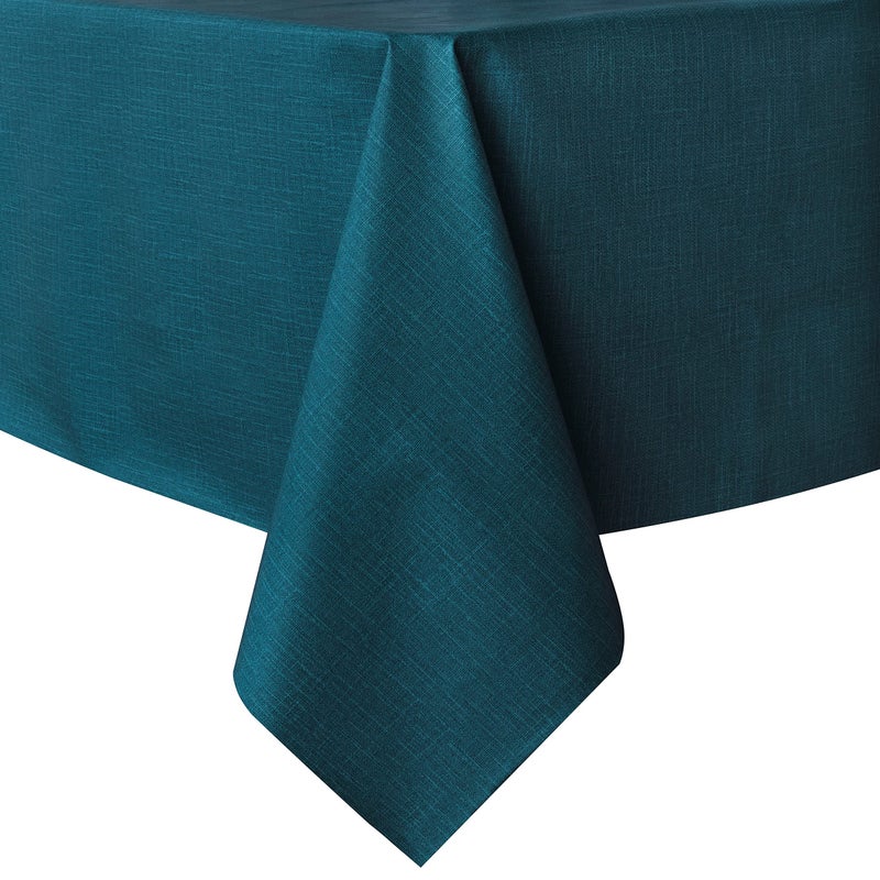 sancua 100% Waterproof Rectangle PVC Tablecloth - 60 x 84 Inch - Oil Proof Spill Proof Vinyl Table Cloth, Wipe Clean Table Cover for Dining Tables, Buffet Parties and Camping, Deep Teal - Image 1